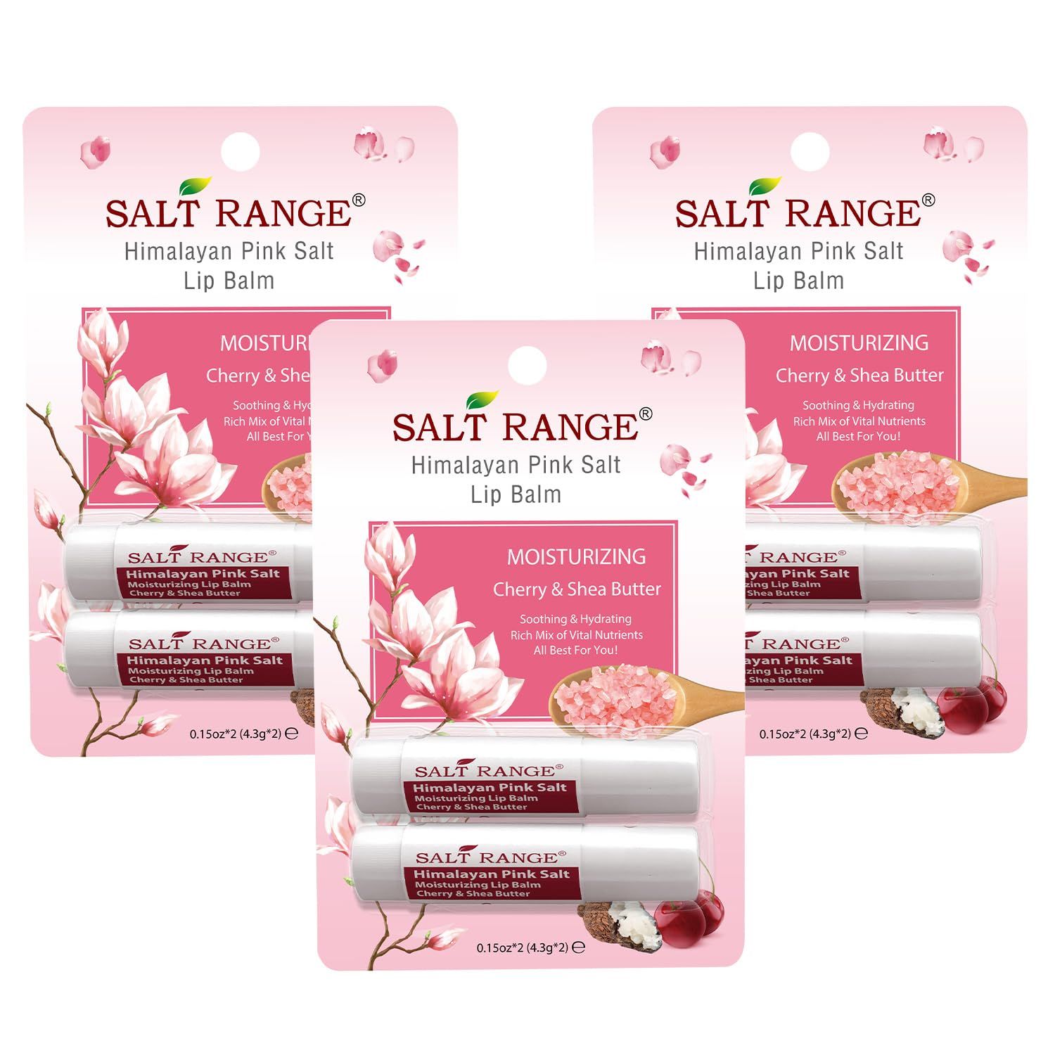 Natural Solution Lip Balm, Formulated with Cherry &amp; Organic Shea Butter, Moisturizing Lip Care Multipack, Hydrating Moisturizer for Dry Lips, Organic Chapstick- 3 Count,6 Pieces