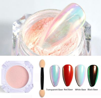 Holographic Nail Glitter Rainbow Neon Chrome Nail Powder Effect Nail Art Flakes Decoration Chrome Nail Dust Tip Manicure Pink Laser Nail Accessories, Chrome Powder for Nails