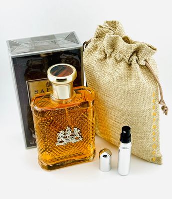Bundle- Safari Cologne For Men 4.2 fl oz Eau de Toilette with Bag &amp; MIni Refillable Atomiser