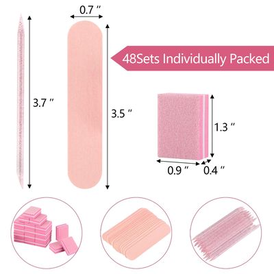 48 Sets Disposable Manicure Kit, Individually Package Nail Kit,Manicure Set with Mini Nail File,Mini Nail Buffer,Nail Stick for Salon Home
