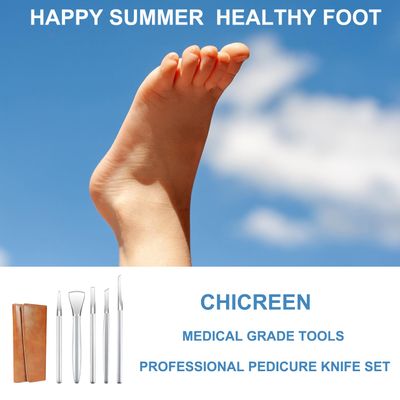 Pedicure Knife Ingrown Toenail Kit, 5 PCS Professional Pedicure Tool Kit, Top Notch Foot Blade Stainless Steel Ingrown Toenail Tool Foot Care Tools Nail Cuticle Remover (5 Pcs Set)