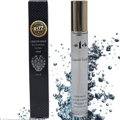 R1ZZ - Liquid Gold Pheromone-Infused Cologne for Men Raw Pheromones Cologne Men Attraction Lasting Spray USA-Made Bold Strength Scent for Him