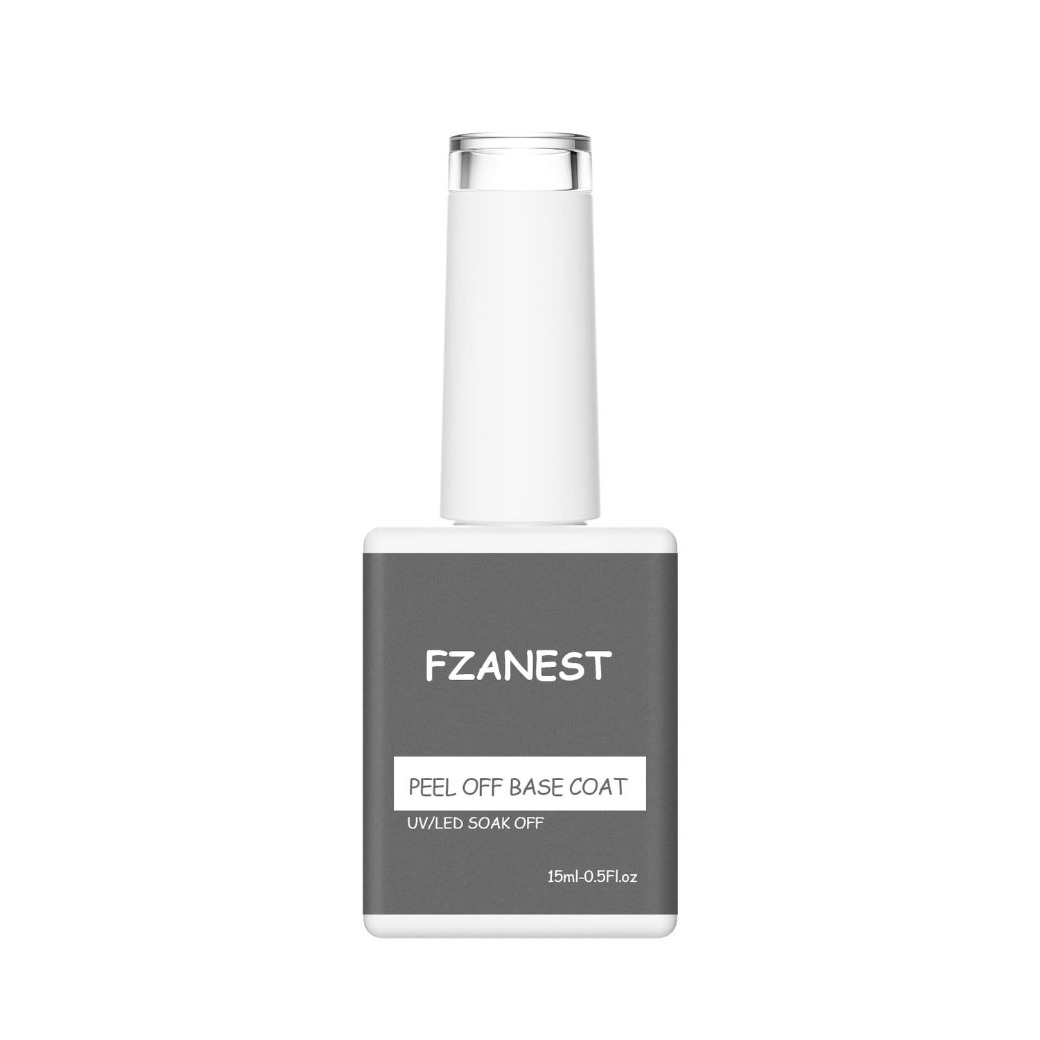 FZANEST Peel Off Gel Base Coat, 15ml UV LED Light Peelable Base Gel Polish, Non Toxic Vegan Cruelty Free