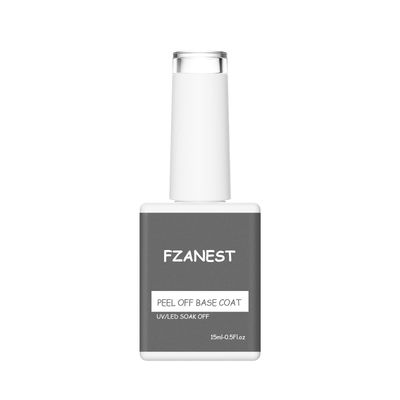 FZANEST Peel Off Gel Base Coat, 15ml UV LED Light Peelable Base Gel Polish, Non Toxic Vegan Cruelty Free