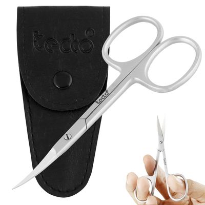 Tecto Professional Nail Scissors, Stainless Steel Manicure Scissors,Cuticle Scissors, Multi-Purpose, Eyelashes, Eyebrow, Toenail for Women and Men (Curved Nail Scissor)