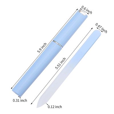 Aoshang 3 Pack Glass Nail File, Crystal Double Sided Etched Filing Surface Finger Nail Files for Professional Manicure/Pedicure Care with Case BlueSliverPink