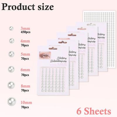 NOOEPC Hair Gems - Self Adhesive Pearl Stickers, Assorted Sizes for Hair, Face, Makeup, Eye, Nail, Crafts