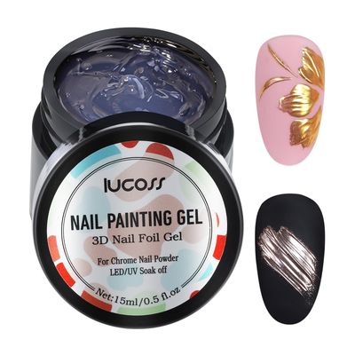 yehapp 3D Painting Gel for Chrome Nail Powder, Clear Painting Gel for 3D Metallic Mirror Effect, Nail Sculpture for 3D Nail Art Drawing - 15ml
