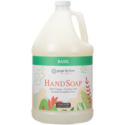 Ginger Lily Farms Botanicals All-Purpose Liquid Hand Soap Refill, 100 Vegan &amp; Cruelty-Free, Basil Scent, 1 Gallon (128 fl oz)