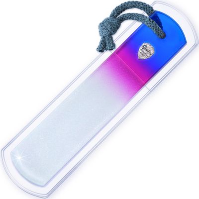 Genuine Czech Glass Foot File - Two-Sided Different Grit Surface, Gentle Callus Remover, Pedicure &amp; Spa Rough Skin Scrubber, Professional Toenail and Heels Care, EU Quality, Large Size