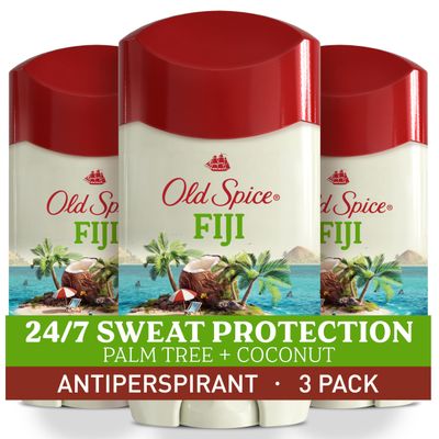 Old Spice Dry Feel Antiperspirant Deodorant for Men, 24/7 Freshness, 24/7 Sweat &amp; Odor Protection, Gentle on Skin with Skin Conditioners, Fiji with Palm Tree Coconut Scent, 2.6 oz (Pack of 3)
