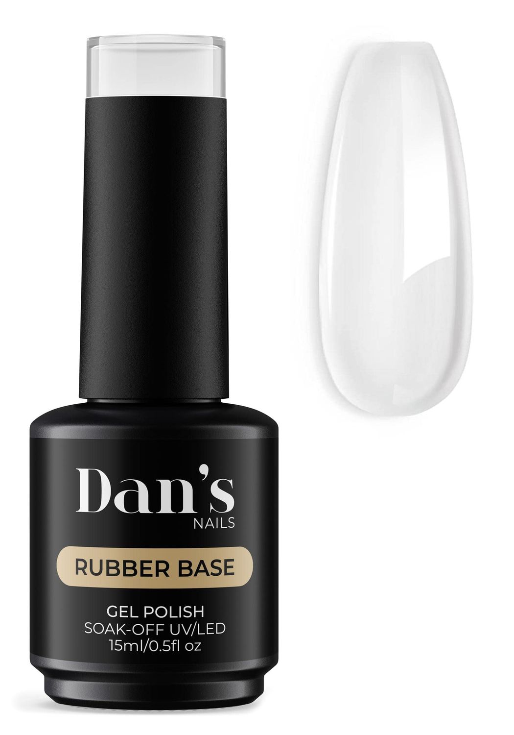 Dans Clear Rubber Base Gel Polish Coat for Nails, 15ml | Soak Off UV/LED Lamp | Strong Adhesion, Long Lasting, Self-Leveling | Salon Quality