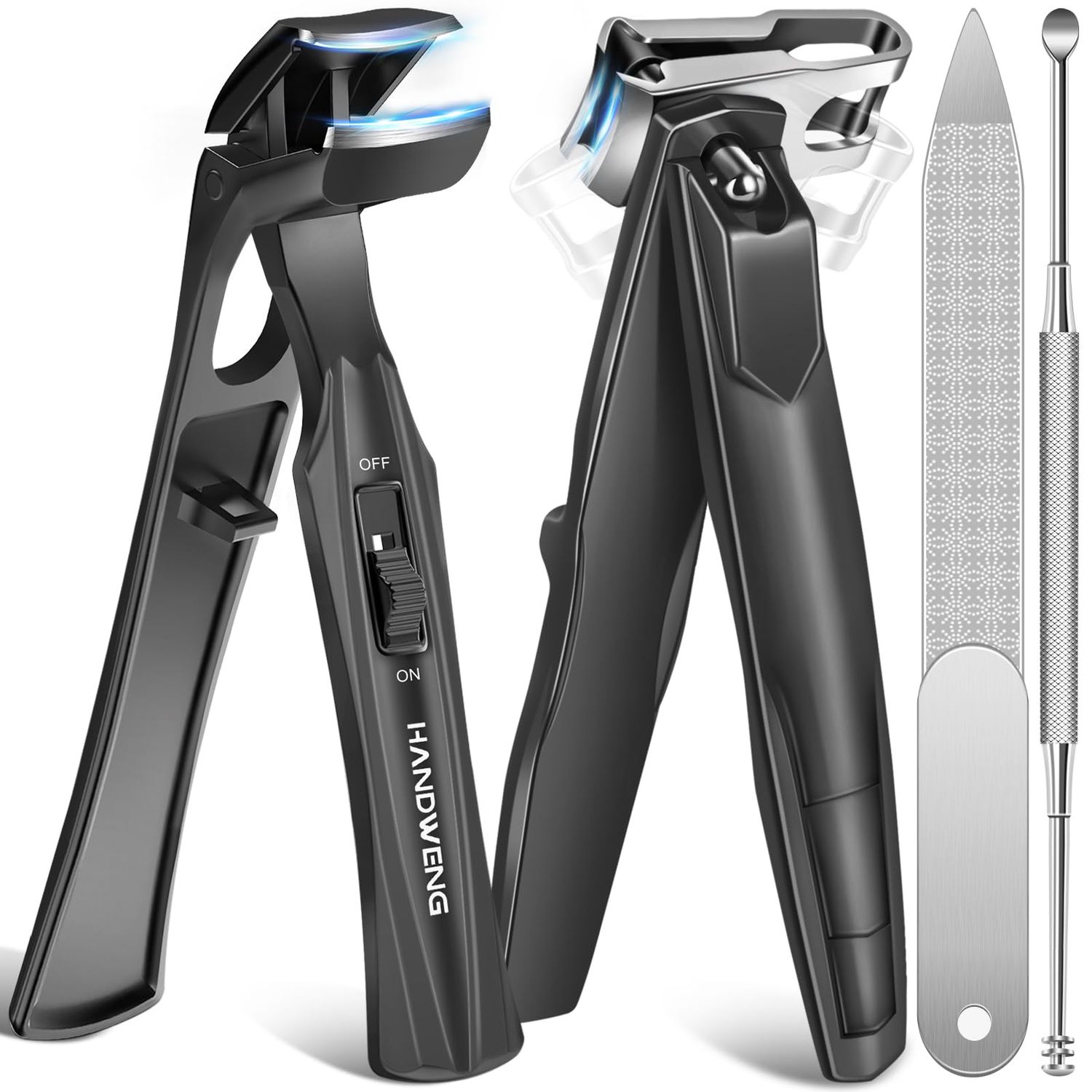 Toenail Clippers for Seniors Thick Toenails, Angled Head Large Toe Nail Clippers for Thick Nails for Men, 360 Rotating Nail Clippers with Long Hande, Heavy Duty Fingernail Clippers with Wide Opening