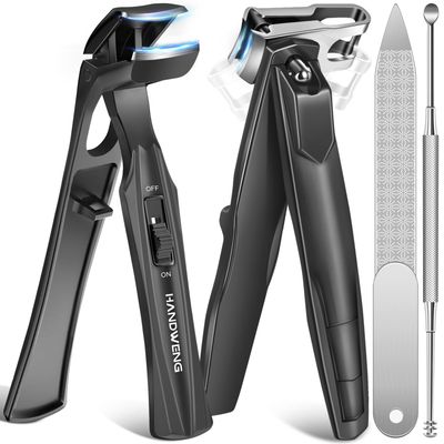 Toenail Clippers for Seniors Thick Toenails, Angled Head Large Toe Nail Clippers for Thick Nails for Men, 360 Rotating Nail Clippers with Long Hande, Heavy Duty Fingernail Clippers with Wide Opening
