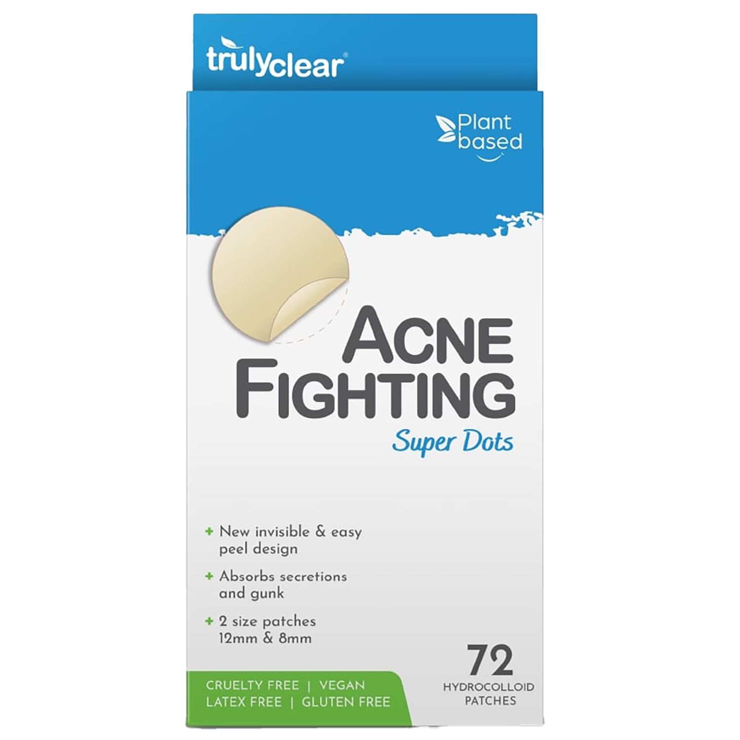 Truly Clear Hydrocolloid Acne Patches for Face &amp; Body - 72 Count | Pimple Stickers for Breakouts, Zits, Blemishes &amp; Imperfections | Cruelty-Free Cover Dots for Overnight Results