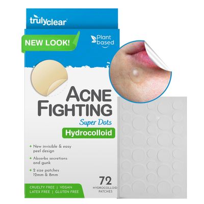 Truly Clear Hydrocolloid Acne Patches for Face &amp; Body - 72 Count | Pimple Stickers for Breakouts, Zits, Blemishes &amp; Imperfections | Cruelty-Free Cover Dots for Overnight Results