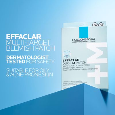 La Roche-Posay Effaclar Multi-Target Blemish Patches, Hydrocolloid Pimple Patches For Face Shields, Targets & Absorbs, Suitable Under Makeup, 22 Patches, 12 Small Size & 10 Medium Size