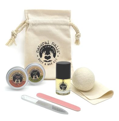 Just Like Jane Natural Nails Buff &amp; Wax Kit - New Nano Glass File for Higher Shine!