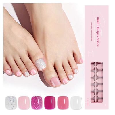 EBANKU Press On Toenails Short, 216 Pcs Square Toe Nail Tips Solid Color False Toenails 18 Sizes Press On Nails Full Cover Nail Tips for Nails DIY Salon Home