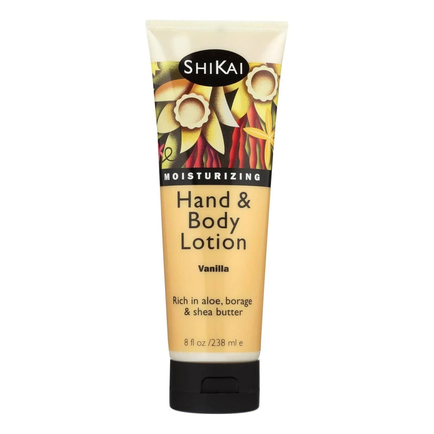 ShiKai Hand &amp; Body Lotion (Vanilla, 8oz) | Daily Moisturizing Skincare for Dry and Cracked Hands | With Aloe Vera &amp; Vitamin E
