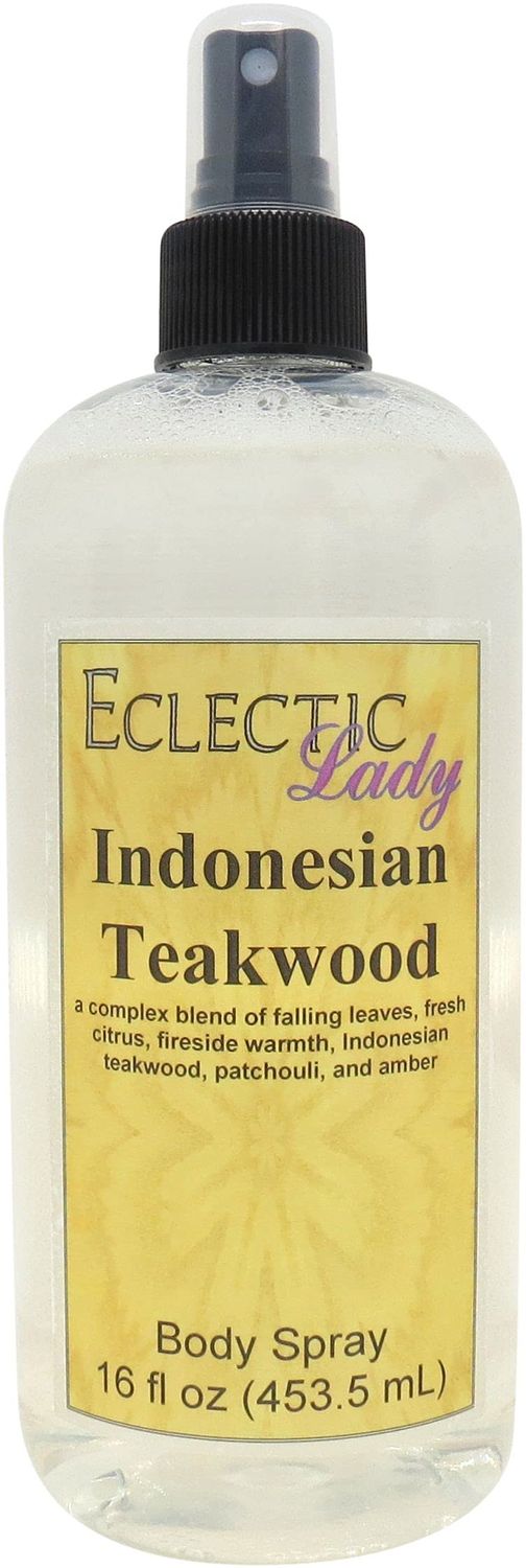 Eclectic Lady Indonesian Teakwood Body Spray, 16 ounces, Body Mist for Women with Clean, Light &amp; Gentle Fragrance, Cologne with Soft, Subtle Aroma For Daily Use