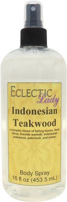 Eclectic Lady Indonesian Teakwood Body Spray, 16 ounces, Body Mist for Women with Clean, Light &amp; Gentle Fragrance, Cologne with Soft, Subtle Aroma For Daily Use