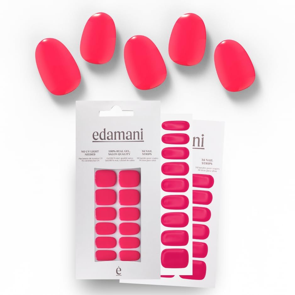 edamani Fully-Cured Instant 100 Real Gel Nails - SKIP the UV/LED/SUN! Instant Salon Look Manicure Thats Safer &amp; Easier Than Semi-Cured | No Dry Time, No Damage, 14 Days Wear, Toxin-Free (Pink Fizz)