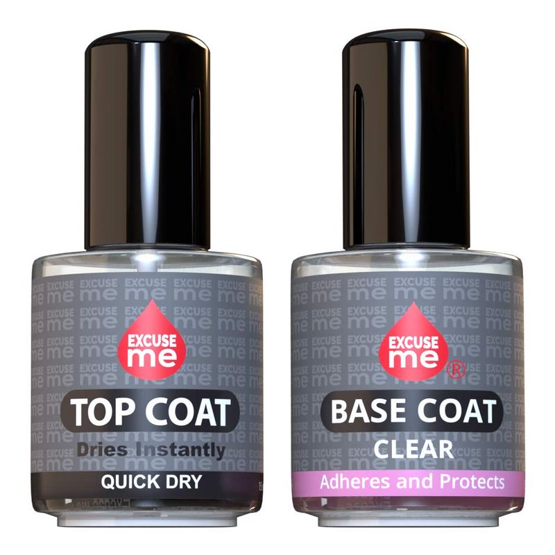 Excuse Me Duo Set Quick Dry Fast Top Coat Base Coat Clear Long Lasting 15 ml / 0.5 oz