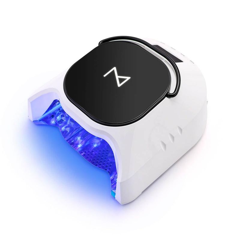 M - GlowPro Professional Hybrid 86W Wireless Rechargeable UV LED Nail Curing Lamp Cordless Nail Dryer for Gel Nails, Manicure, Pedicure (Black &amp; White)