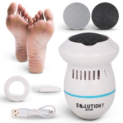 Electric Foot Callus Remover - USB-Rechargeable With Built-in Vacuum for Dead Skin Removal, Portable Foot File, White