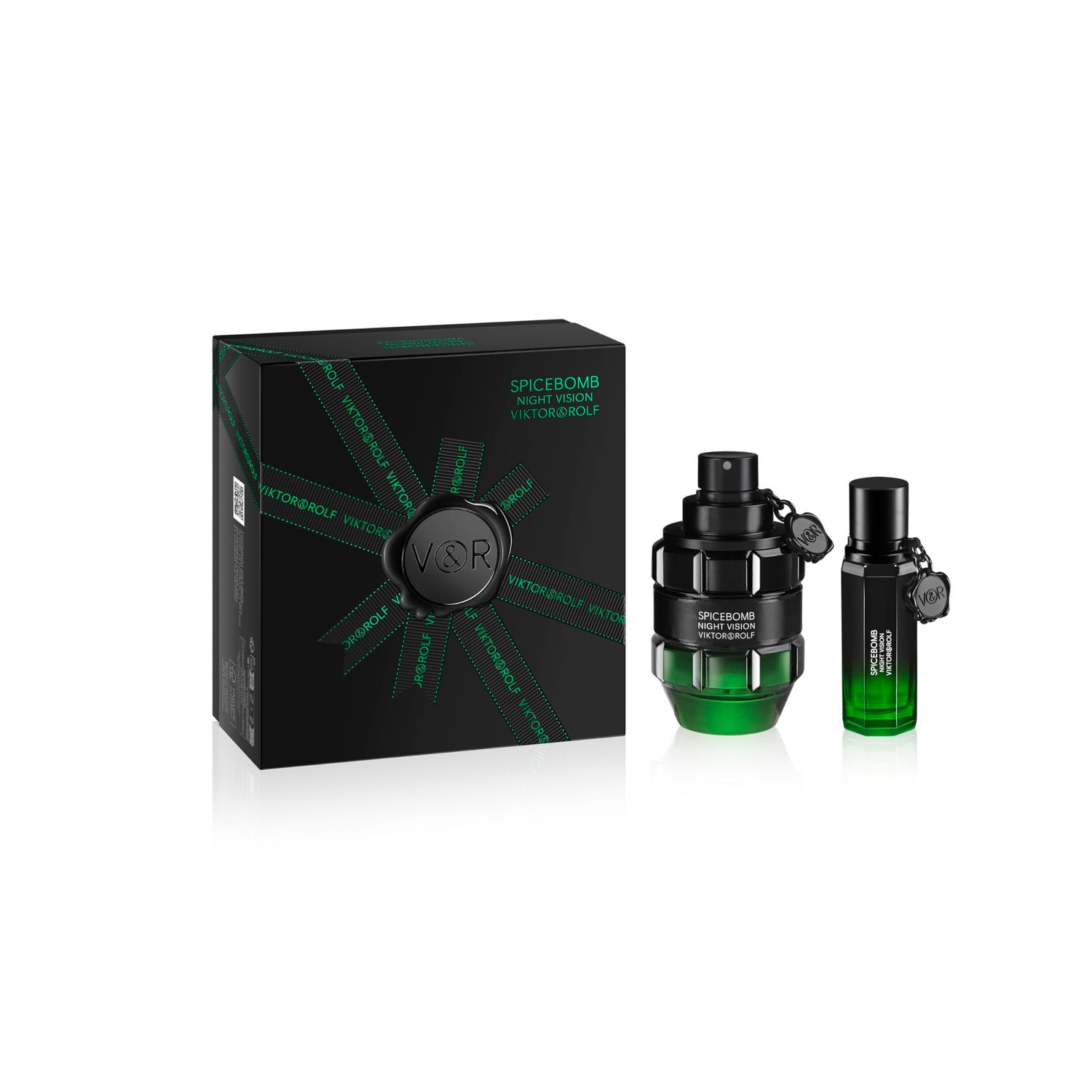 Viktor&amp;Rolf - Spicebomb Nightvision Eau de Toilette Spring Gift Set - Woody &amp; Spicy - Cologne for Men - With Notes of Citrus &amp; Tobacco - Full Size, 3 Fl Oz &amp; Travel Size, 0.68 Fl Oz