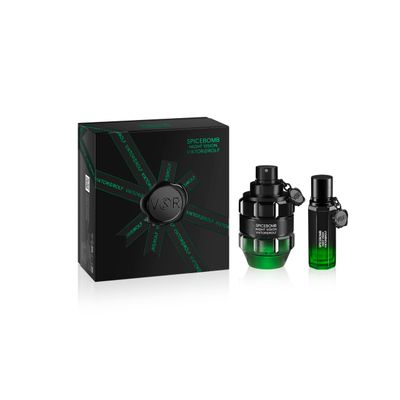 Viktor&amp;Rolf - Spicebomb Nightvision Eau de Toilette Spring Gift Set - Woody &amp; Spicy - Cologne for Men - With Notes of Citrus &amp; Tobacco - Full Size, 3 Fl Oz &amp; Travel Size, 0.68 Fl Oz