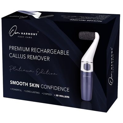 Electric Foot Callus Remover: Own Harmony Professional Feet Care Pedicure Tools, Rechargeable Feet Scrubber Dead Skin, Electronic Foot File Pedi Grinder, Best for Hard, Dry, Cracked Heels (3 Rollers)