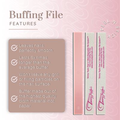 Tammy Taylor Peel N Stick Clean Finish Buffer | Natural Nail Buffing File for Fingernails and Toenails | Sanitary, Replaceable and Durable Cloth Material | 10 Pack