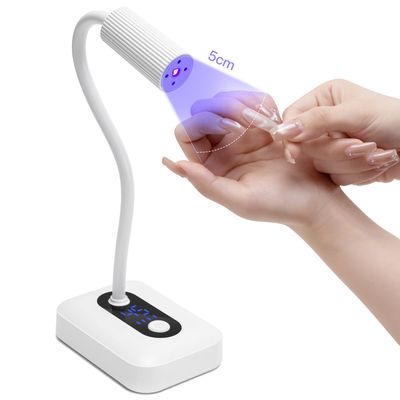 Rechargeable UV LED Nail Lamp - Cordless Nail Lamp with Auto Sensor, 360 Adjustable Gooseneck Design with 3 Timer, Suitable for Salon Home Travel Manicure Use, White
