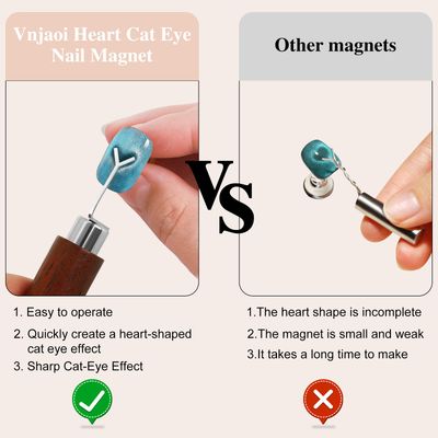 vnjaoi Heart Cat Eye Magnet for Nails,Multifunctional Nail Magnet,Detachable Design, Strong Magnet for Nails2PC Y Shaped for DIY Manicure Kit(Large-Walnut Black)