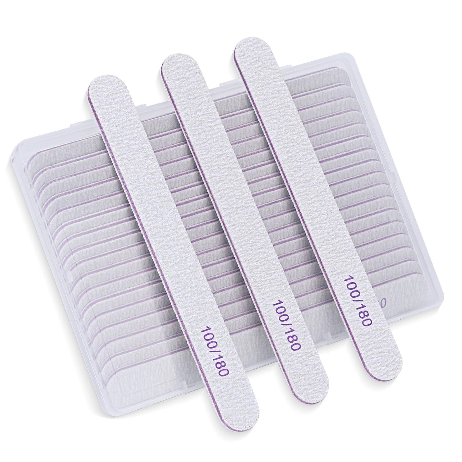 20pcs Double-Sided 100/180 Grit Nail Files Emery Board,(Coarse &amp; Medium) Grade Nail File for Home and Salon, Reusable Nail Buffers Manicure Tools for Acrylic Nails Fake Nails Natural Nails.