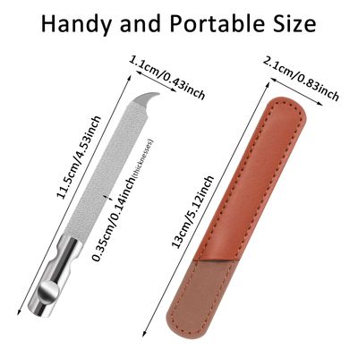 Metal Nail Files for Natural Nails, Mabor Stainless Steel Fingernail File with Pointed Tip Professional Double Sided Curved Nail Filer for Nails Travel Nail File with PU Leather Case