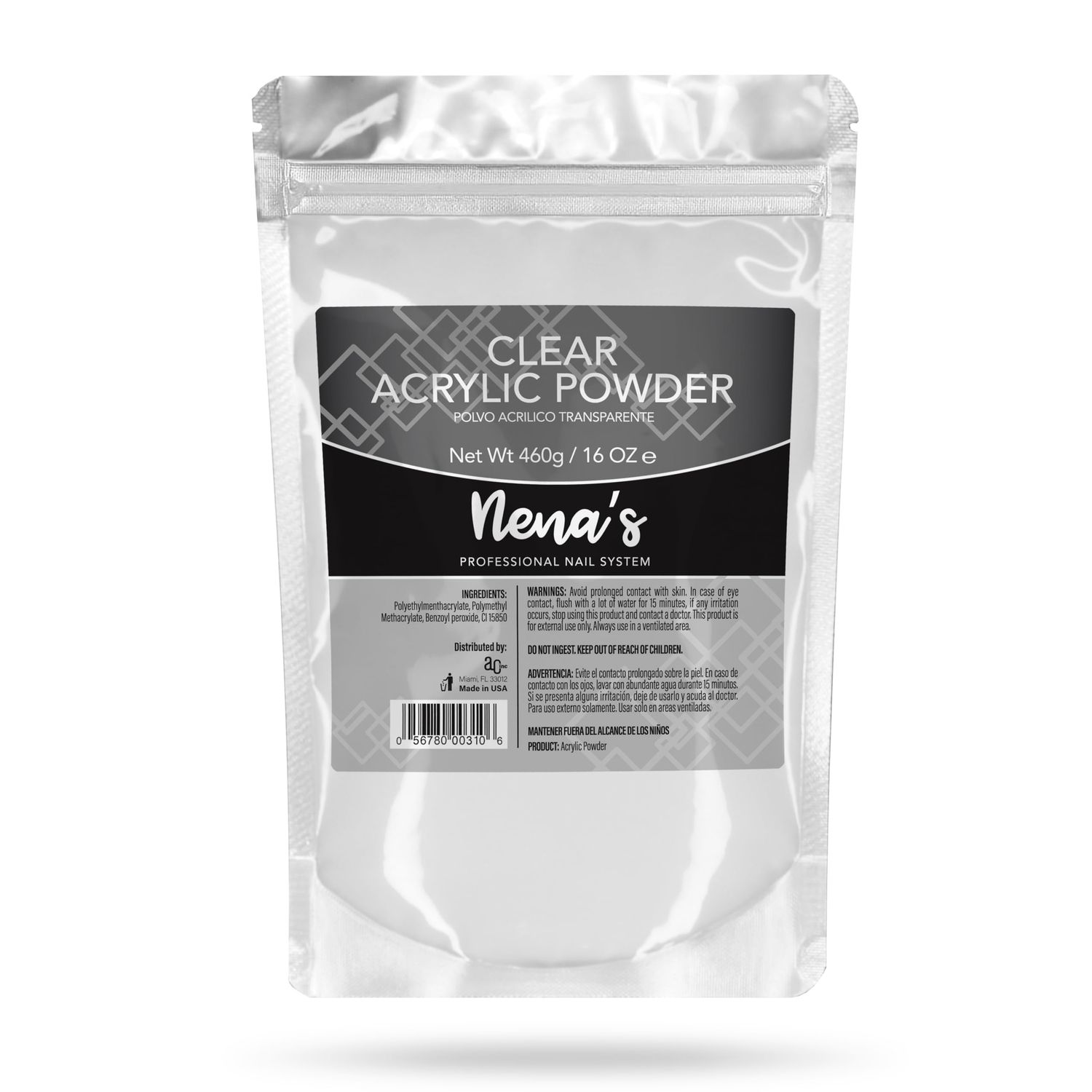 Nenas Superior Sculpting Powder Professional Acrylic Nail System Clear Blush Pink Medium Pink 16 oz 460 g (Clear)