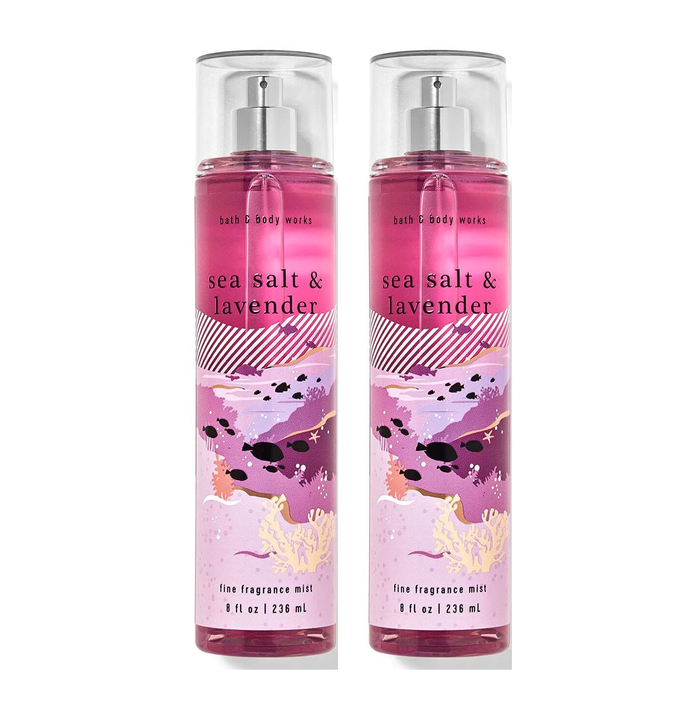 Bath and Body Works Sea Salt &amp; Lavender Fine Fragrance Mists Pack Of 2 8 oz. Bottles (Sea Salt &amp; Lavender)