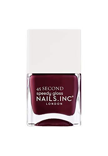Nails Inc 45 Second Speedy Gloss, Meet Me On Regents Street, Plum, No Chip, Long Lasting, Quick Dry, Air Dry, Professional Manicures &amp; Pedicures, Fingernails &amp; Toenails, Vegan Nail Polish, 0.47 Fl Oz