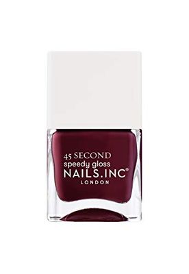 Nails Inc 45 Second Speedy Gloss, Meet Me On Regents Street, Plum, No Chip, Long Lasting, Quick Dry, Air Dry, Professional Manicures &amp; Pedicures, Fingernails &amp; Toenails, Vegan Nail Polish, 0.47 Fl Oz