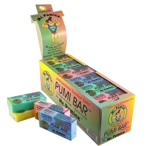 Mr. Pumice Callus Remover PUMI Bar: Pedicure Stone &amp; Foot Scrubber - Medium Grit (Assorted Colors) 24 Pack Display Case