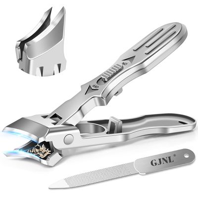 Eagle Beak Beveled Nail Clippers - Wide Jaw Opening Anti-Splash Eagle Beak Nail Clippers with Catcher, 45 Degrees Ingrown Toenail Clippers for Seniors Slanted Nail Clipper for Men