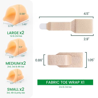Bukihome Hammertoe Corrector - 6 Count Gel Toe Straighteners and 1 Count Broken Toe Wrap - Realign Bent, Curled, Crooked, Claw, Hammer Toes - Toe Corrector Splints for Men and Women, 4 Different Sizes