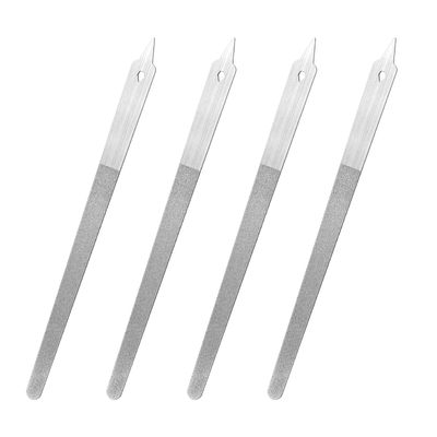 4 Pcs Diamond Dust Nail File with Sharp Pointed Tip Stainless Steel Nail Dresser for Natural Nails Double Sided Manicure Pedicure Toenails Tools for Salon Home Travel - 6 Inch
