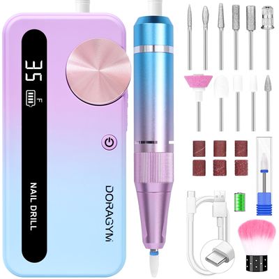 Nail Drill Professional, 35000RPM Electric Nail File Rechargeable, Portabel Nail Drill Cordless Kit Efile for Acrylic Nails, Nail Dremel Manicure Perdicure for Salon &amp; Home Use (Gradient)