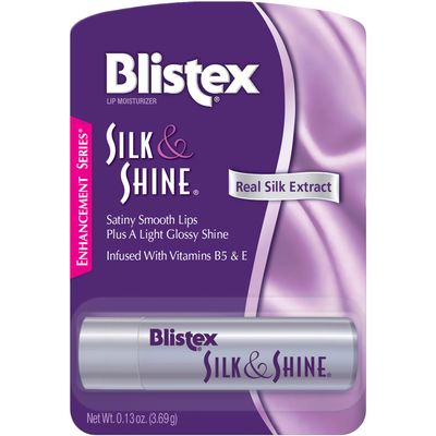 Blistex Silk &amp; Shine Lip Moisturizer - Enhancement Series, Real Silk Extract, Infused with Vitamins B5 &amp; E, 0.13 oz (3.69 g)