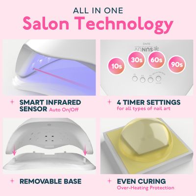 SUNUV UV Light for Nails, 48W UV LED Nail Lamp with 4 Timer Settings, Compatible with All Gel Polish, Auto Sensor LCD Display Removable Base, SUN5