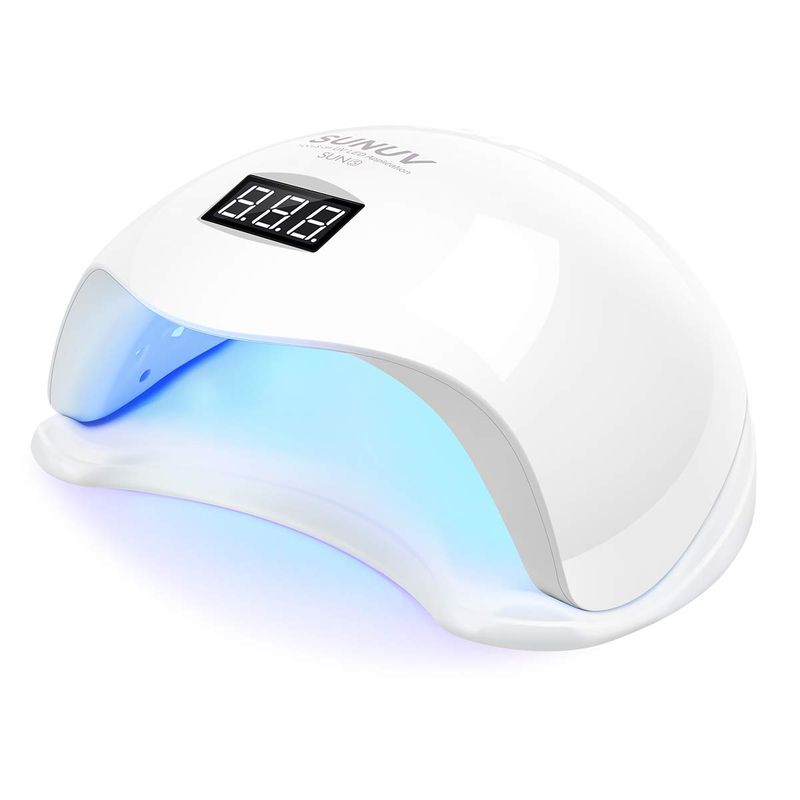 SUNUV UV Light for Nails, 48W UV LED Nail Lamp with 4 Timer Settings, Compatible with All Gel Polish, Auto Sensor LCD Display Removable Base, SUN5